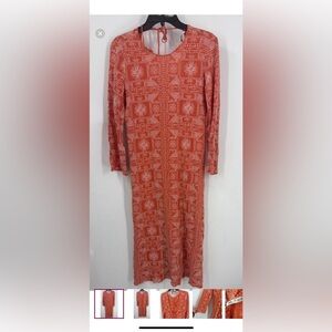 Zara Orange Long Sleeve Sheath Dress